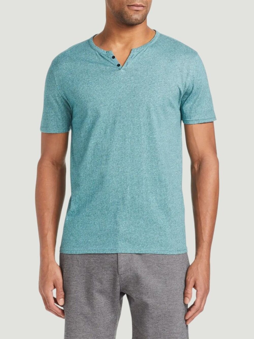 WRK Metro Henley Shirt Mens XXL Aqua Textured Heathered Short Sleeve Casual NEW - Picture 6 of 8